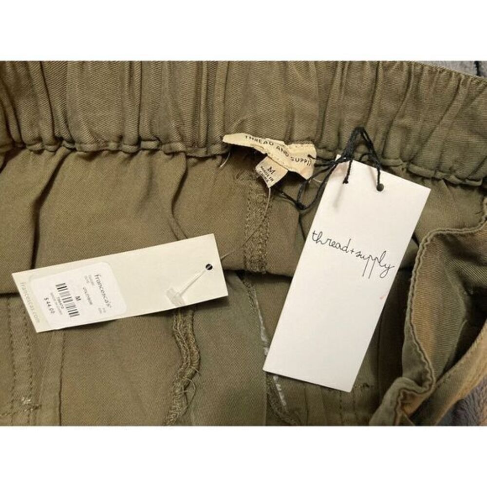 Thread + Supply NEW Paper Bag Olive Pants Sz‎ M Baggie Leg Elastic Waist Lyocell - Picture 4 of 5